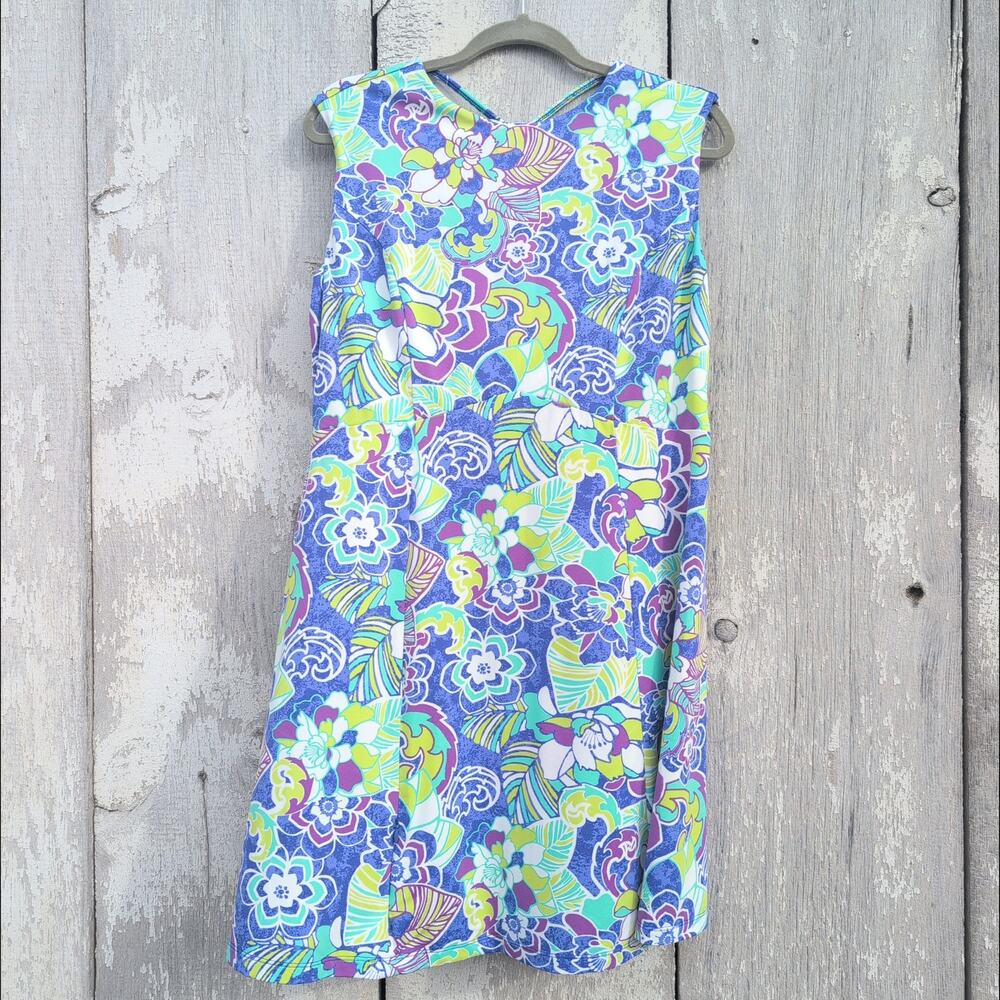 Title Nine Steadfast Diamalete Floral Indigo Vacation Athleisure Women's Large